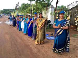 Volunteers welcome the Rally for Rivers at Tirchy