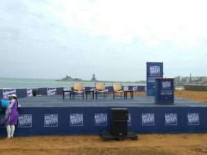 Stage set up for the Launch of Rally for Rivers at Kanyakumari