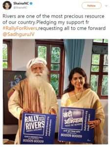 Shaina NC, Union Minister supports for Rally for Rivers